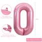 Toniful 40 Inch Light Pink Large Numbers Balloons 0-9, Number 0 Digital 0 Helium Balloons, Pink Foil Mylar Big Number Pastel Bal