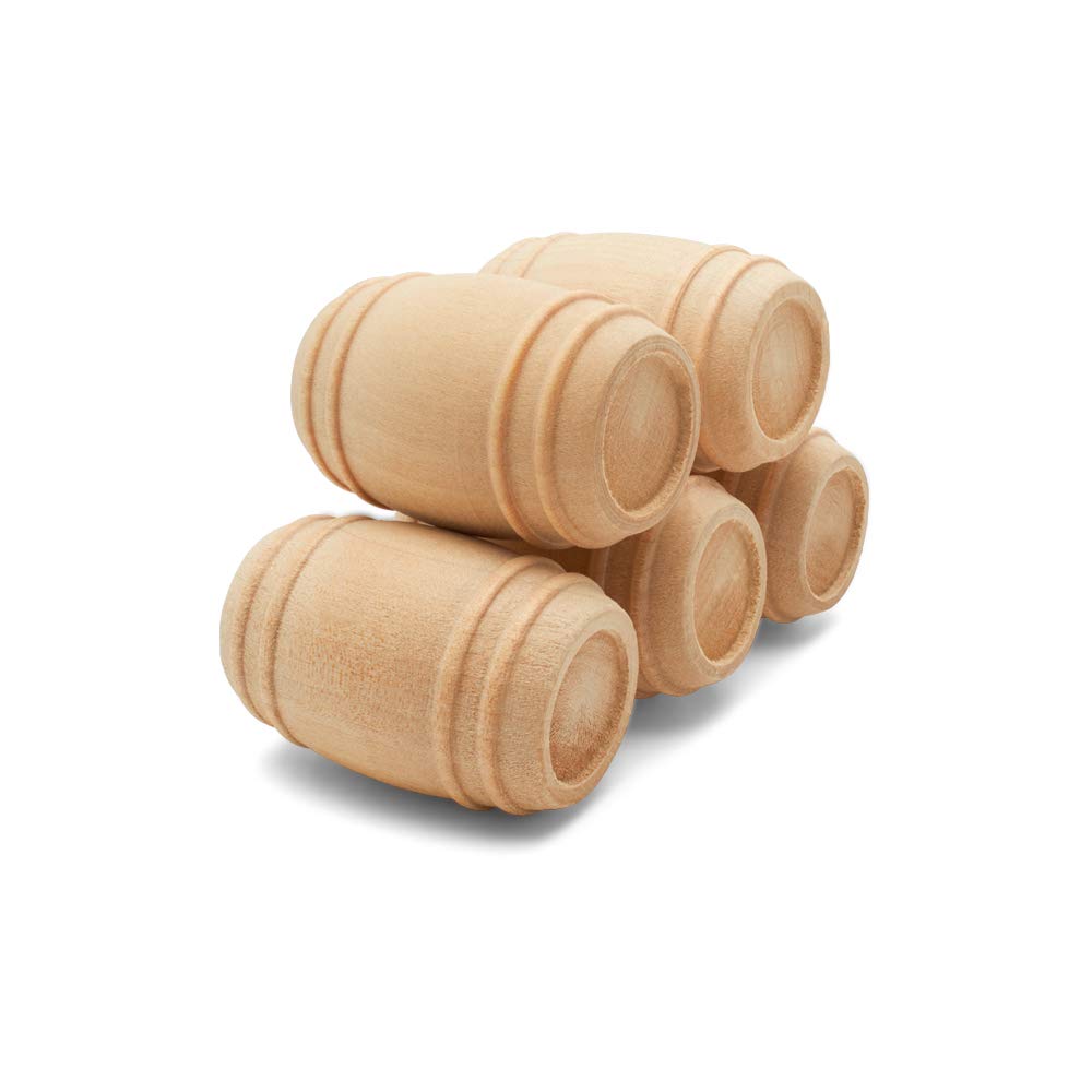 Wooden Pickle Barrel 1-5/8 Inch, Pack of 25, Small Unfinished Cargo Drums, Perfect for Miniatures, Scale Models, Mini Train Maki