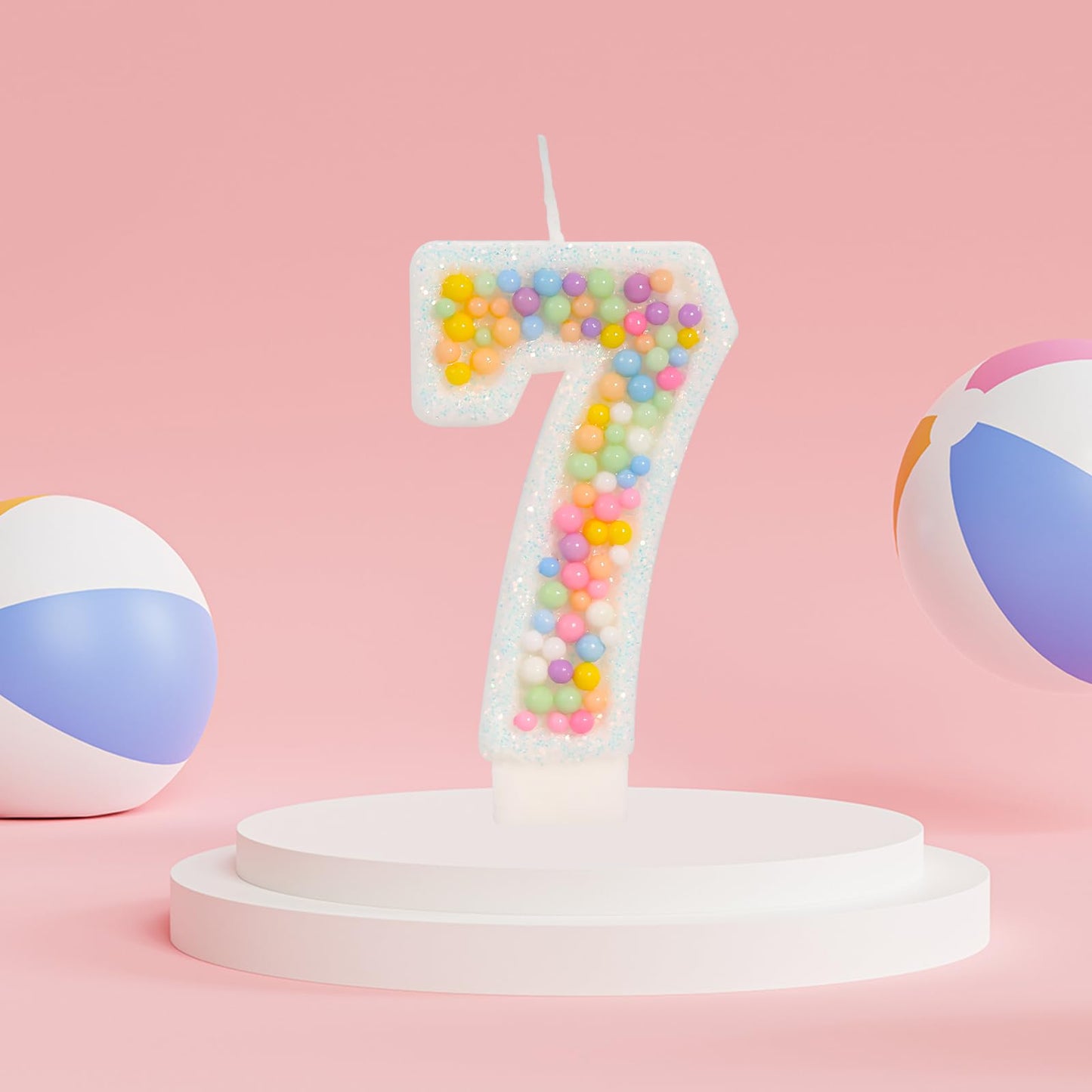 FAMGift Number 7 Birthday Candle - Colorful Macaron Candles, 7 Candle Birthday Girl Women, Sweet Theme Birthday Party Supplies,