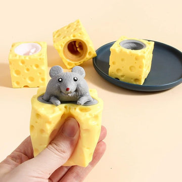 3 PCS Set Squeeze Toys Squishes Toy Decompression Cheese Mouse Cup Squeeze Toys Sensory Fidget Toys Stress Relief for Kids & mature-themed Tricky Funny Novelty Toy