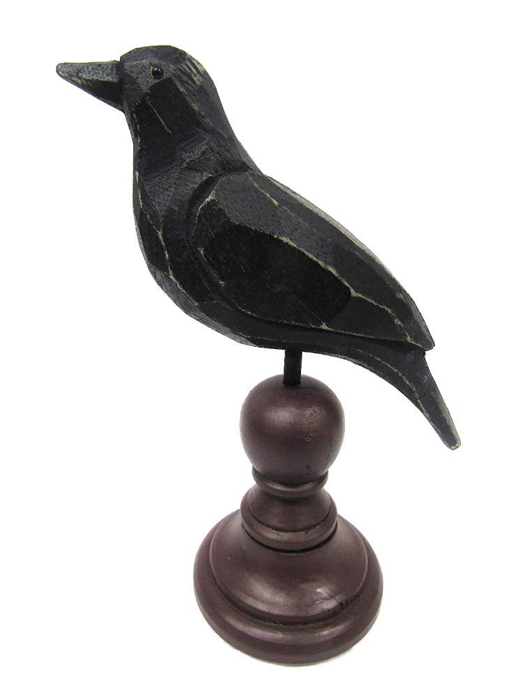 Primitives by Kathy Weathered Rustic Crow Figurine, Wood, 6"x8"x3", Burgundy/Black, Model 9716