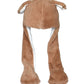 Joyhy Kids Adults Plush Hat Ear Moving Ear Flap Hat With Paw Brown Wolf