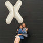 TONIFUL 40 Inch Large Cream White Letter X Balloons Giant Alphabet Letter Balloons,Foil Mylar Big Balloons for Birthday Party,An