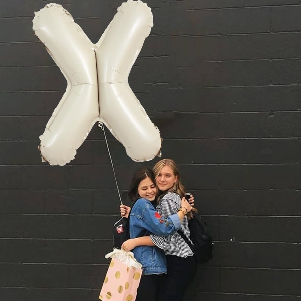 TONIFUL 40 Inch Large Cream White Letter X Balloons Giant Alphabet Letter Balloons,Foil Mylar Big Balloons for Birthday Party,An