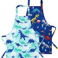 Wernnsai 2 Pack Kids Aprons - Dinosaur Kids Art Aprons For Boys Waterproof Toddler Chef Aprons Cooking Baking Painting Gardening Apron For Kids With Pocket Kitchen Classroom Art Smocks Age 2-5 Years