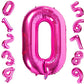 Atpata Funky Pink Number Foil Balloons for Numeric Milestone Parties (40 INCH, 0)