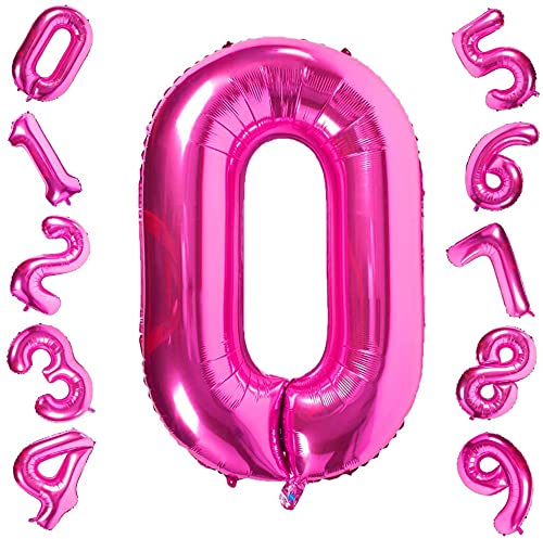 Atpata Funky Pink Number Foil Balloons for Numeric Milestone Parties (40 INCH, 0)