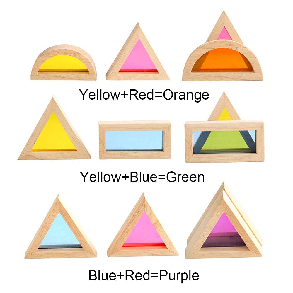 Xylolin Wooden Building Blocks For Toddlers 1-3, 24 Pieces Set Big Toddler Wood Sensory Blocks, Wooden Rainbow Kids Stacking Blocks, Large Colored Window Blocks Educational Toys For Boys Girls