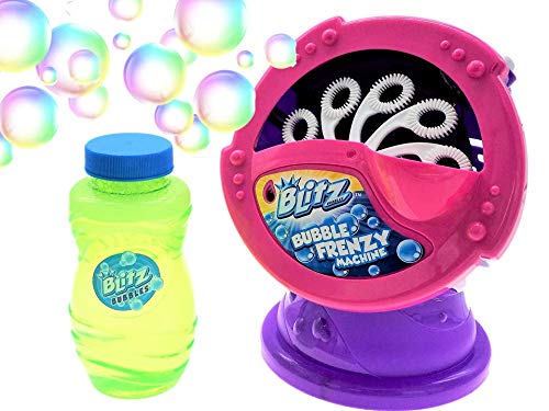 Blitz Kids Bubble Machine W/Non Toxic Soap Solution (1 Bubble Toy) Portable Battery Powered Bubble Maker Toys. Automatic Bubble Blower. Super Fun Outdoor Preschool Games & Activity. 1570-1P
