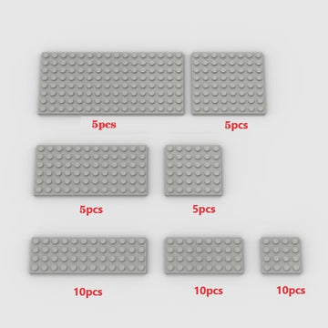 Classic Building Plate Assortment Pack, 50Pcs Light Gray Bulk Plates With 7 Size Building Plate Base Plate, Compatible With Lego
