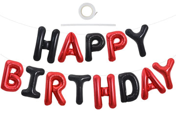 Toniful Happy Birthday Balloons Banner With Ribbon Straw, 16 Inch Mylar Letters Birthday Sign Banner Balloon Bunting Reusable Fo