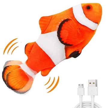 QIAONIUNIU Electric Moving Fish Plush Toy - 5 Inch, Multicolored, Cotton, Clown Model