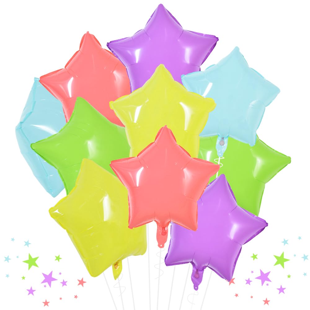 TONIFUL 30Pcs 18 Inch Large Pastel Colorful Star Shape Foil Balloons Big Stars Helium Mylar Ballons for Birthday Wedding Baby Sh