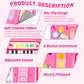 Amy & Benton Baby Piano Mat Pink Piano & Drum Mat 2 in 1, Toddler Musical Piano Mat Toy Birthday Gift for Girls Boys