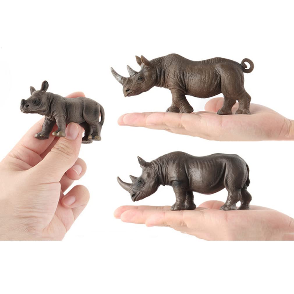 Blapnk 3 Pcs African Jungle Rhinoceros Model Figure Toy, Realistic Rhinos Figurines Collection Playset Preschool Science Educati