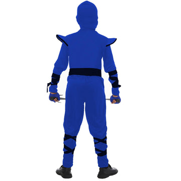 Satkull Blue Ninja Costume For Kids Ninja Deluxe Costumes Set With Ninjas Accessories For Boy Dress Up(Kids-S-4T/5T Blue)