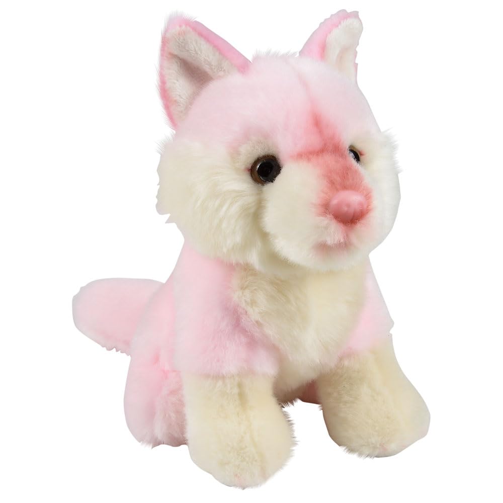 Forest & Twelfth 7'' Stuffed Pink Wolf, Soft Plush Toy, Cute Stuffed Animal For Boys And Girls, Realistic Looking Small Stuffed