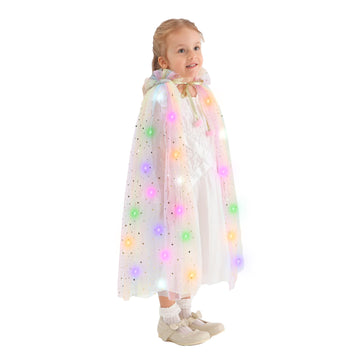 Hsctek Light Up Princess Cape, Rainbow Princess Dress Up Tulle Cape, Coloful Princess Outfit Costume Accessories Kids Toddlers Girls
