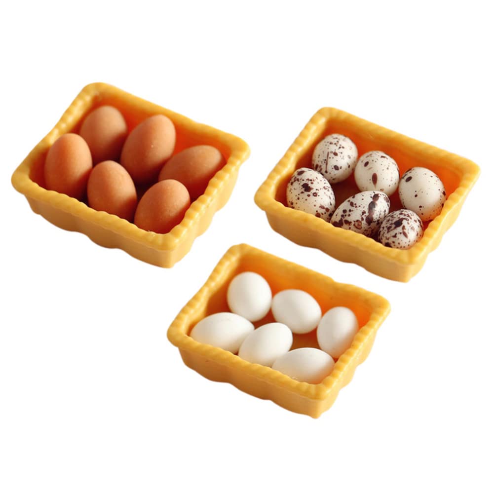 Zerodeko 1 12 Scale Dollhouse Eggs  3 Set of Dollhouse Miniature Mini Egg Models with Tray House Kitchen Accessories Miniature Food Toy