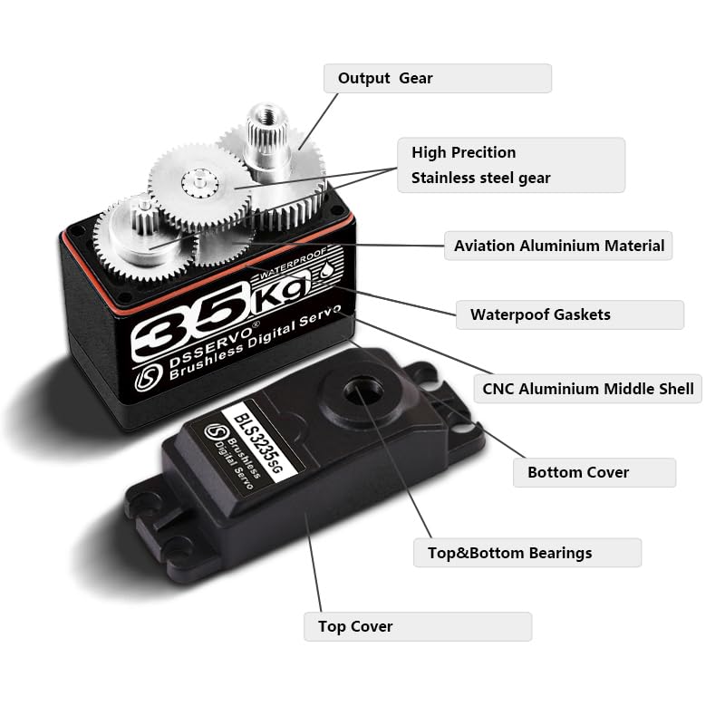 ZOSKAY Rc Servo Brushless Servo Metal Gear High Torque Robot servo Brushless Motor Digital Servo Arduino Servo for 1/8 1/10 1/12
