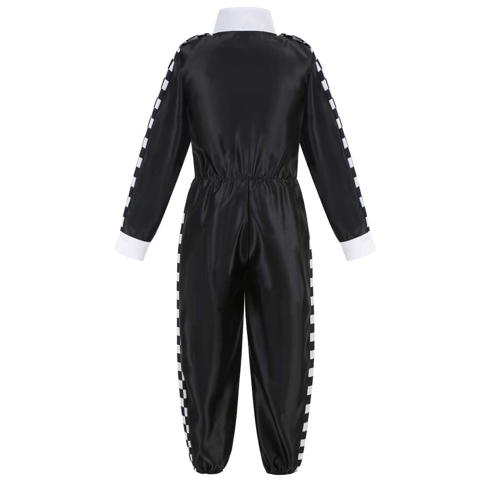 Lmyove Kids Race Car Driver Costume Boys Girls Racing Halloween Play Role Dress Up Racer Jumpsuit And Car Cap Toddler 3-9Y (Medium, Black)