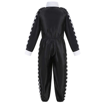 Lmyove Kids Race Car Driver Costume Boys Girls Racing Halloween Play Role Dress Up Racer Jumpsuit And Car Cap Toddler 3-9Y (Medium, Black)