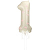 Hollowfly Number 1 Pink Bow 1st Birthday Balloon, 32 Inch Giant Aluminum Foil Number 1 Cream White Balloon Coquette Party Decora