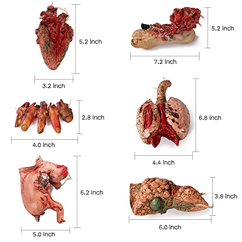 Halloween Blood Props Fake Scary Severed Hand Broken Body Parts For Haunted House Halloween Vampire Zombie Party Decorations Supplies (6Pcs Body Parts)