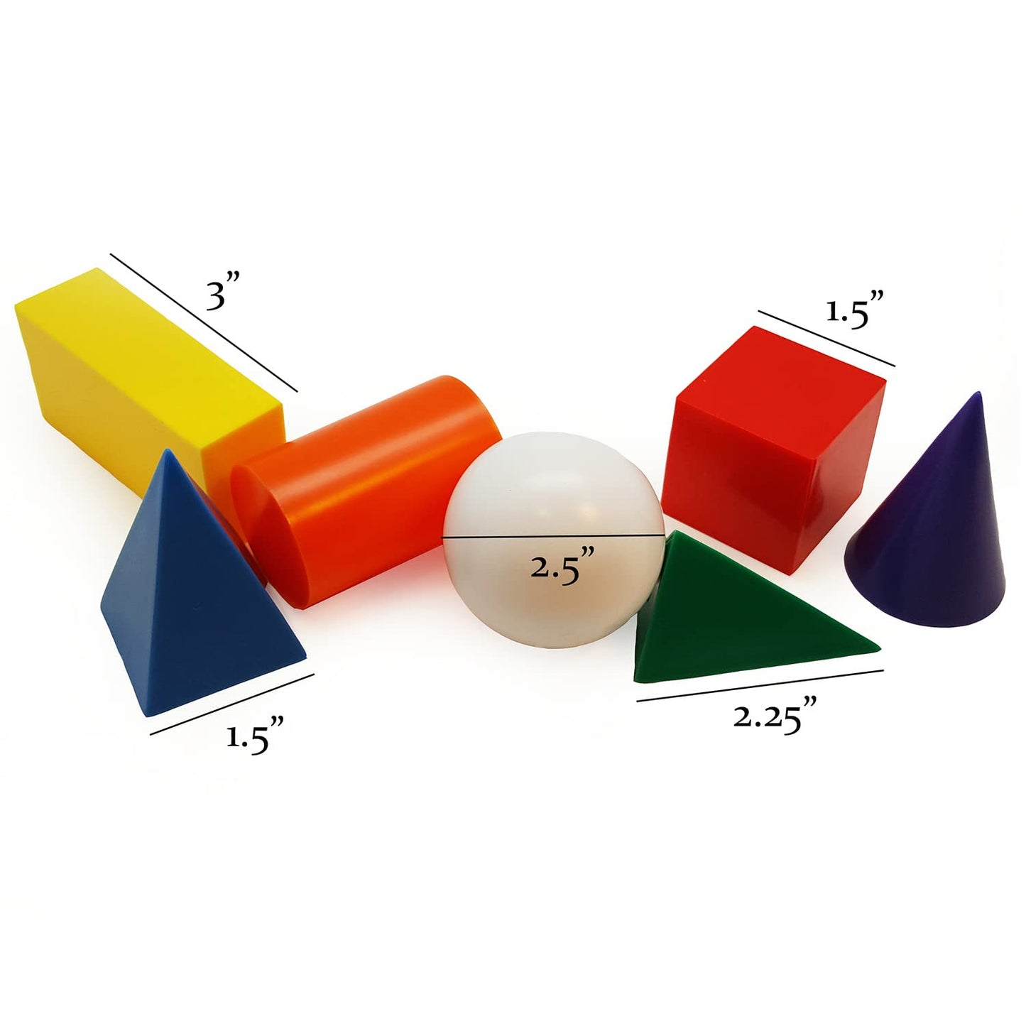 Skoolzy Jumbo 3D Shapes For Teaching 7 Pcs - Geometric Shapes - 3D Shapes Manipulatives - Geometric Shapes For Classroom Age 3+