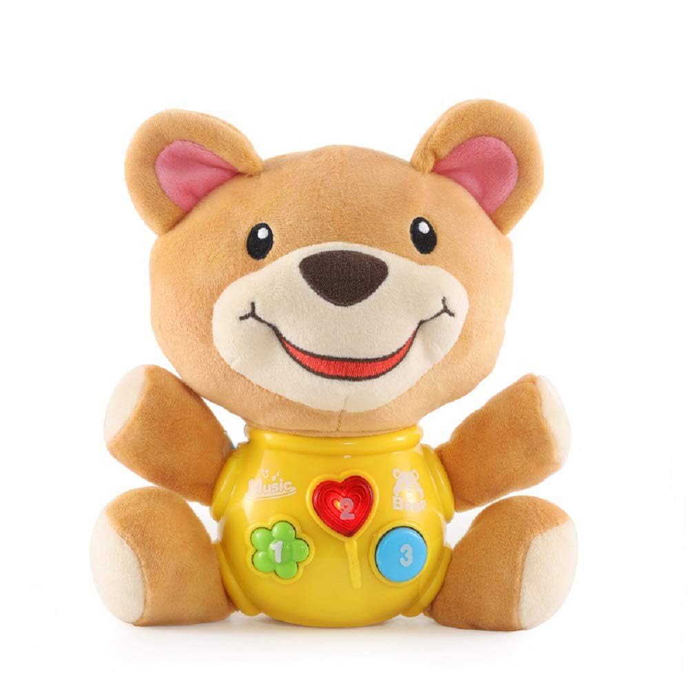 Lanloy Musical Led Lights With Bear Toys For Kids, Early Learning Toys For Kids, Animal Figure Soft Toys For Kids, Funny Animal 