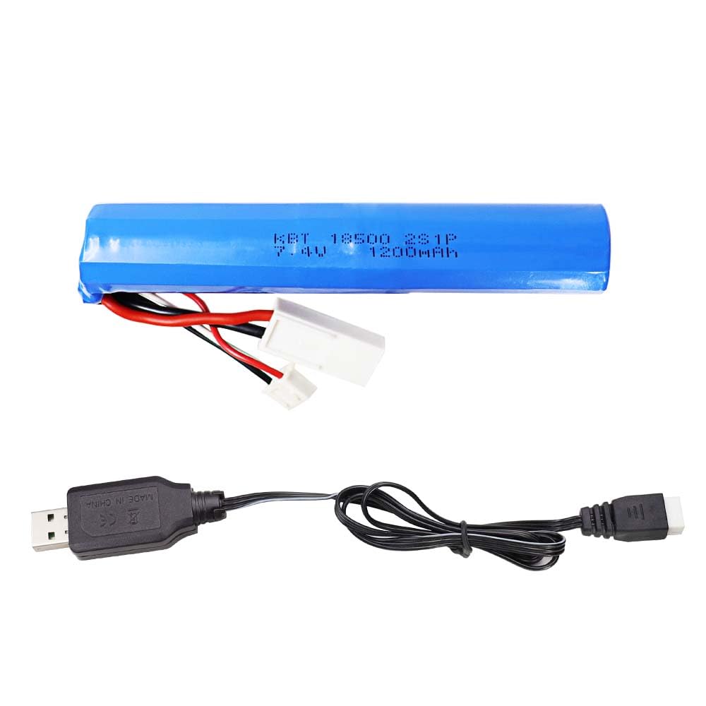 Kbt 7.4V 1200Mah Li-Ion Rechargeable Battery Pack With El-2P Discharge & Xh-3P Charging Connector, Lithium-Ion Toy Batteries Wit