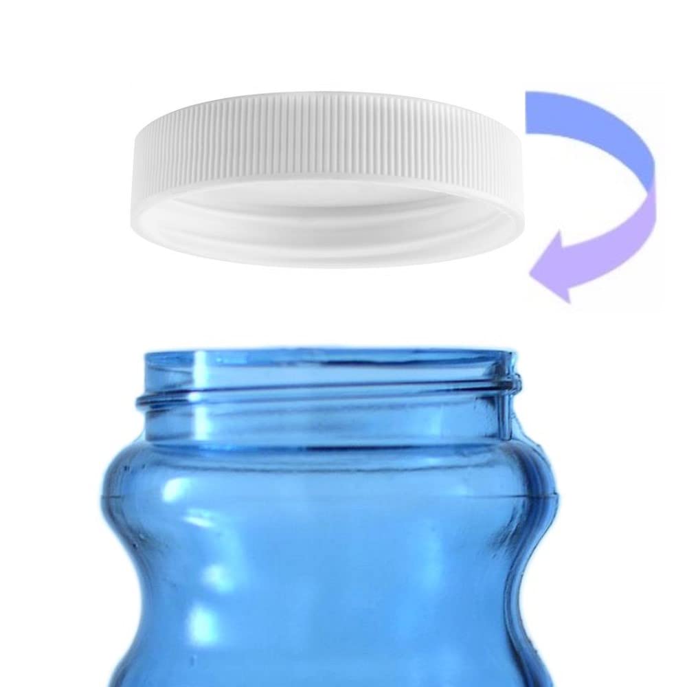 SANITRO Threaded Screw-On Caps for 3 & 5 Gallon Water Bottles, 53mm, White, Glass, 3 Pack