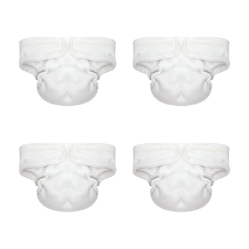 MYREBABY 4 Pieces Baby Doll Diapers Doll for 5-7 Inch Dolls New Born Baby Reusable Doll Diapers Doll Accessories(White)