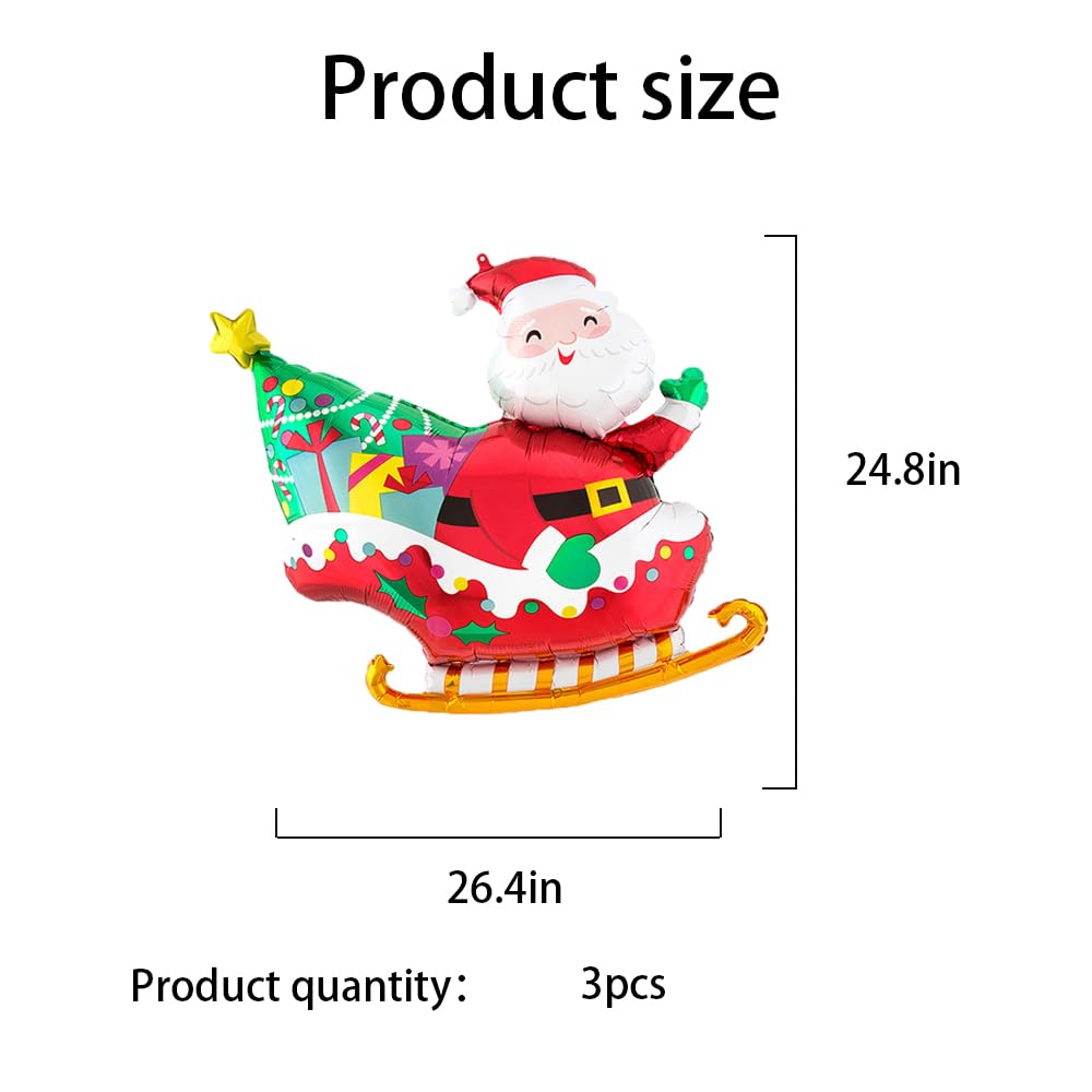 Hadckja Santa Claus Balloons Christmas Balloons Sleigh Santa Claus Foil Balloons For Christmas-Themed Party Birthday Party Suppl