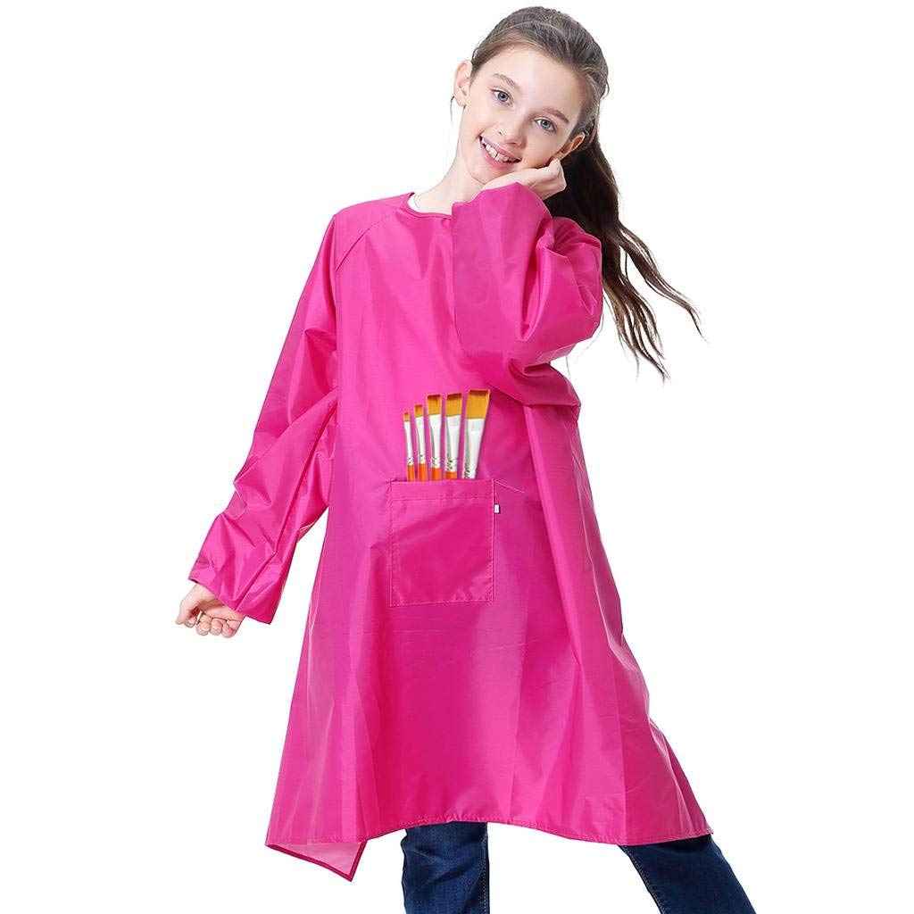 Royar beauty Kids Art Smock, Waterproof Apron with Pocket for Children, Artist Painting Aprons Smocks with Long Sleeve