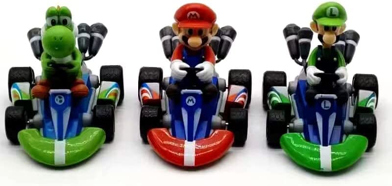 Hanbo 3 Pcs Bigger Super Star Mari Bros Kart Pull Back Cars