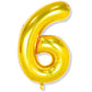 Flyloons 6 number Golden Foil Balloon 16 inch Size Birthday Decoration Items Pack of 1 | 6th Year Balloons | Six