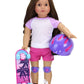 Sophia's Palm Tree Skateboard Set for 18" Dolls - Includes Helmet & Knee Pads, Multicolor, One Size, Model LA-SK