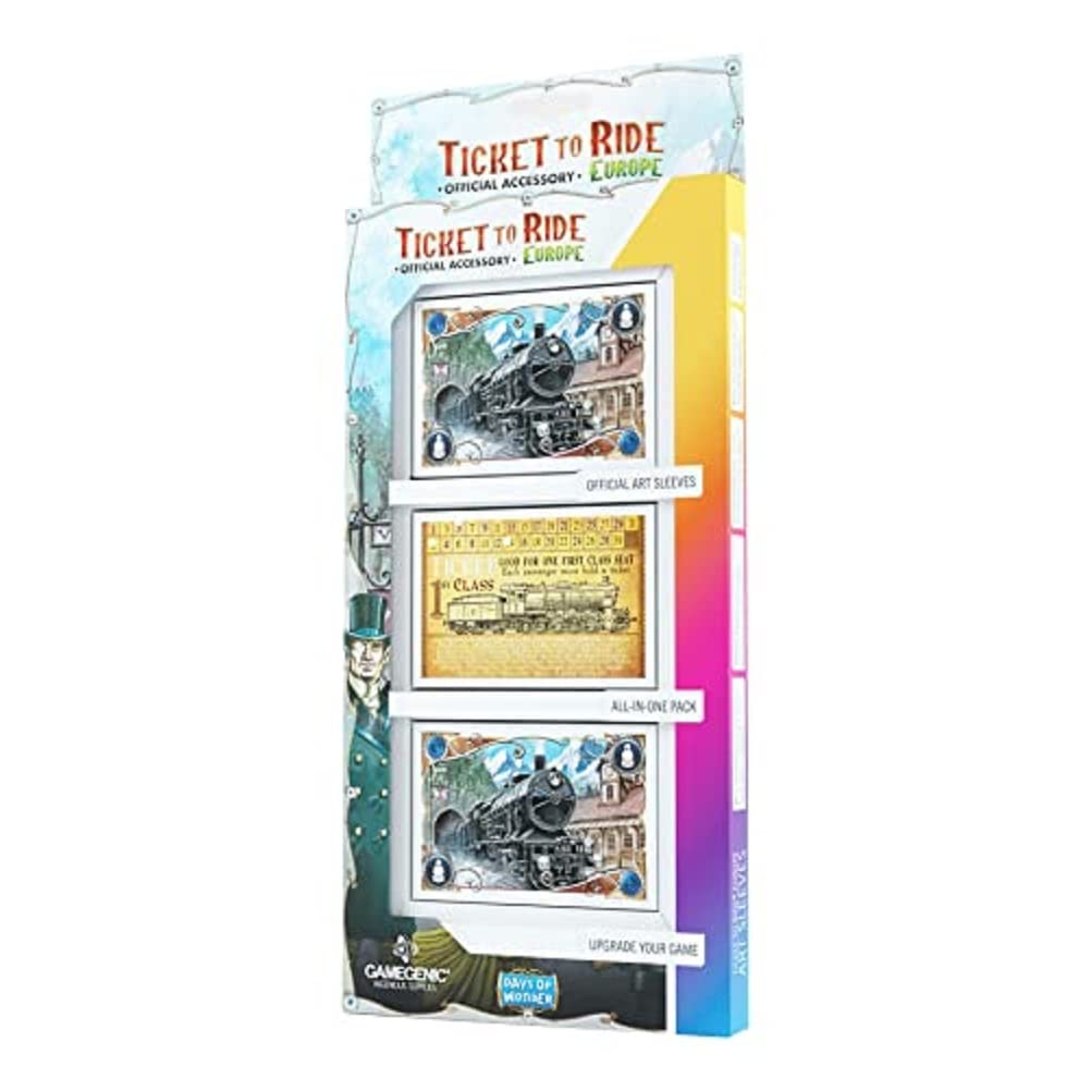 Gamegenic Ticket To Ride Europe Official Art Sleeves | All-In-One Pack Of 168 Card Sleeves | Card Game Holder | Designed For Use With The Ticket To Ride Europe Board Game | Made By Gamegenic