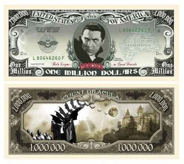 American Art Classics Dracula Million Dollar Bill With Bill Protector