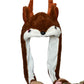 Joyhy Kids Adults Plush Hat Ear Moving Ear Flap Hat With Paw Brown Reindeer