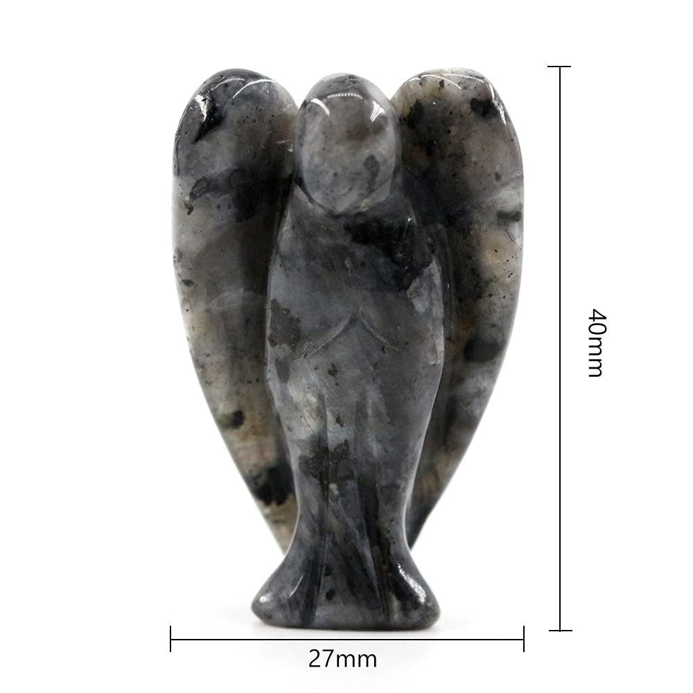Ouubuuy Larvikite Crystal Angel Figurines Statues 4 pcs Natural Gemstone Carved Pocket Guardian Angel 1.5 inch for Healing Reiki