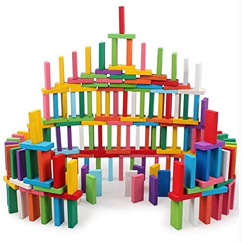Fezeedi New Blocks 12 Colors Bulk Wooden Block Building Block Tile Game Racing Educational Toy For Kids Boys Girls (360 Pcs_Mult