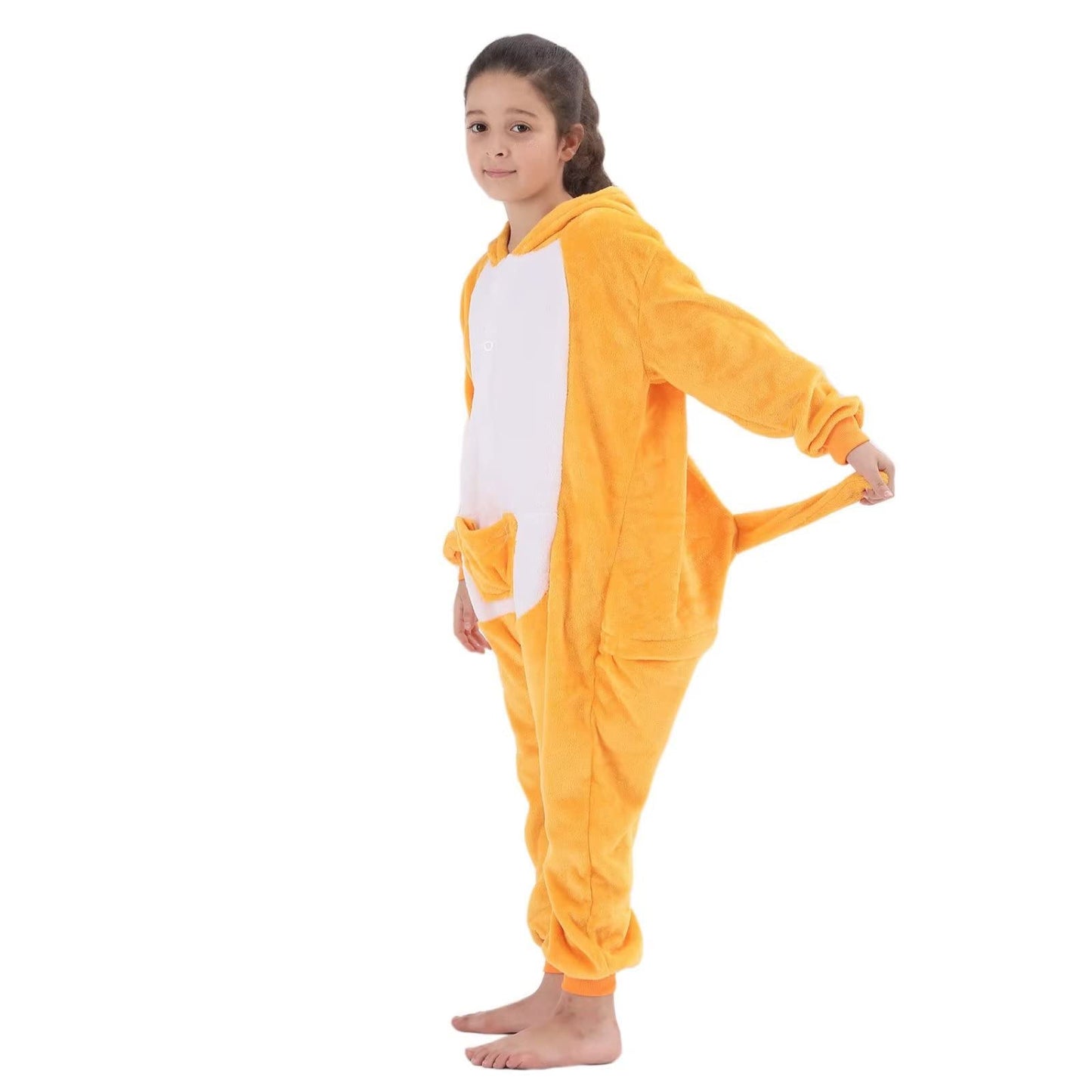 Lobujou Kids Onesie Costume For Boys Girls Halloween Animal Cosplay One Piece Flannel Hooded Kangaroo L