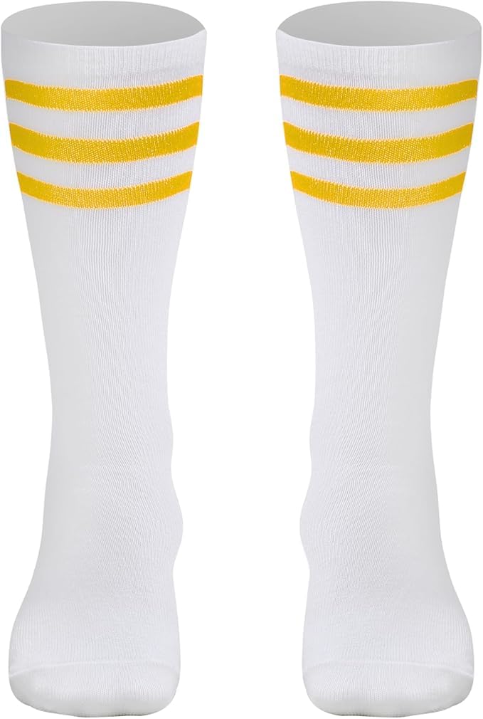 LMYOVE Classic Yellow 5-Piece Cheerleading Set for Kids - Includes Top, Skirt, Pom Poms, Headband, and Socks,8-9Y