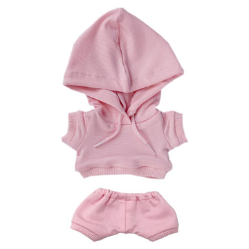 niannyyhouse 10cm Plush Doll Clothes Elastic Solid Sportswear Suits Hoodie Pants Soft Stuffed Plush Toy Dress Up Accessories (Pi