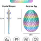 Shuwnd 4Pcs 3D Printed Dragon Eggs With Dragon Inside,Prefilled Mini Easter Eggs Articulated Crystal Dragon Fidget Toys,Easter Basket Stuffers,Mystery Mythical Pieces Dragon,3D Printed Animals Toy Set