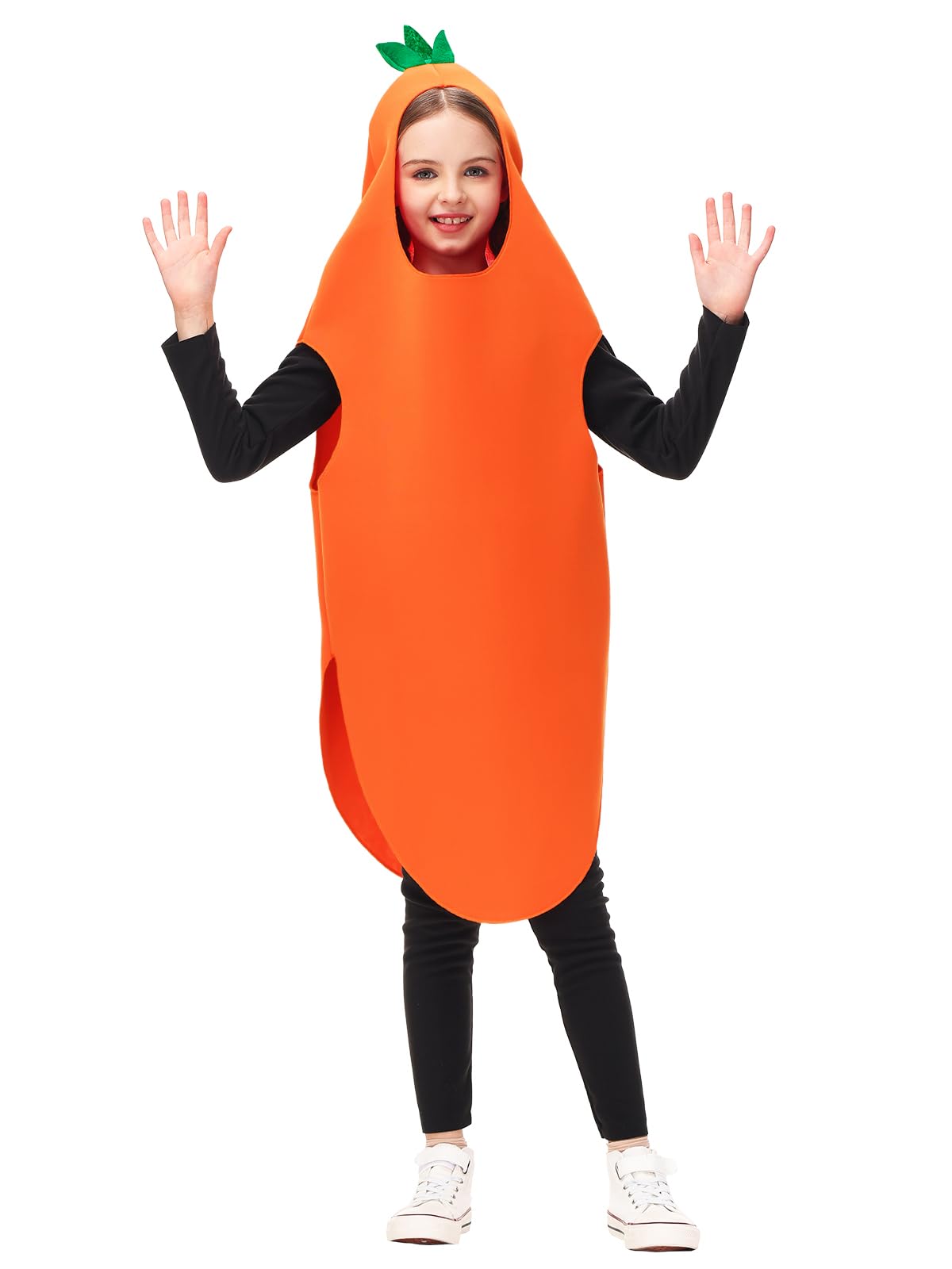 AOBUTE Kids Carrot Costume - Realistic 3D Print Outfit, Medium, Polyester, Halloween Cosplay for Boys Ages 8-10