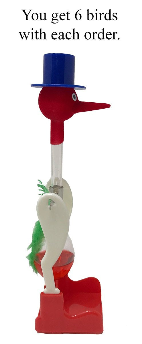 Drinking Bird Perpetual Motion (6 Pack) Original Vintage Retro Magic Sippy Dipping Bird Science School Wholesale Bulk Set Of 6