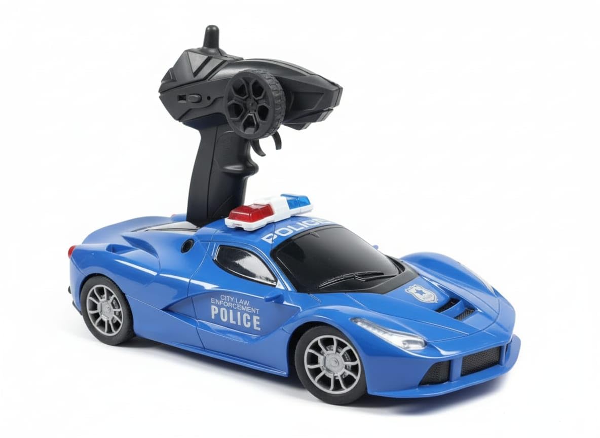 Vu Toys Remote Control Police Car For Kids (4+ Years) Includes Usb Pin Charging Cable - (Blue) High-Speed Rechargeable Rc Car Wi